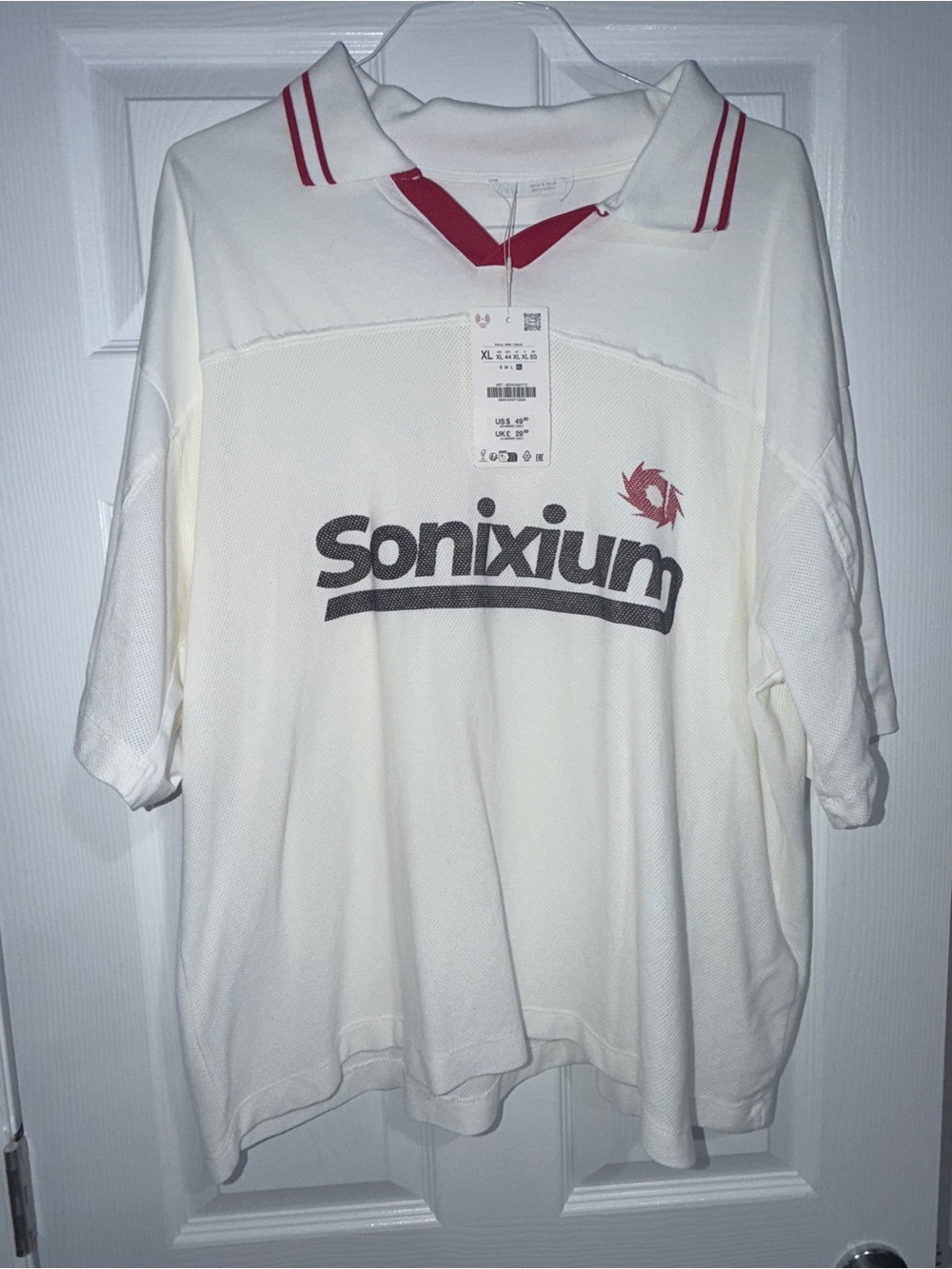 Zara Sonix White Polo with Red Accent Stripes